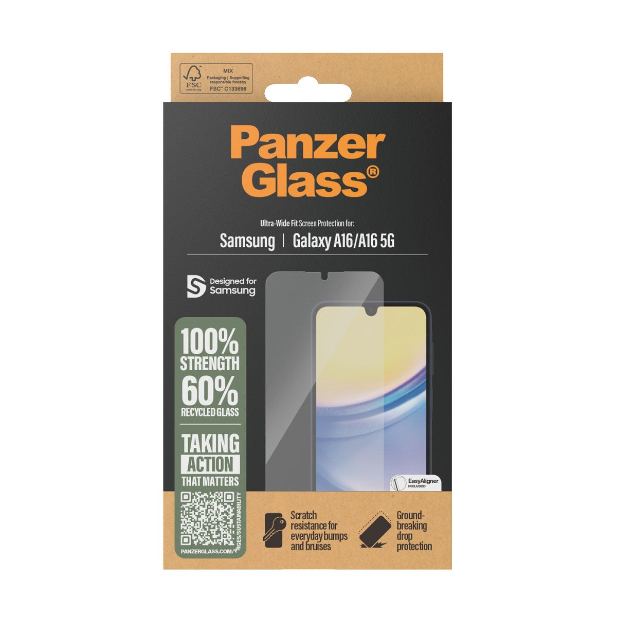 PanzerGlass® Skærmbeskyttelse Samsung Galaxy A16 | A16 5G | Ultra-Wide Fit m. EasyAligner